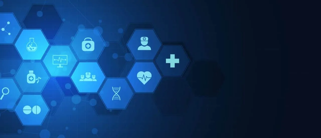 Stock Image of Blue Healthcare Icons