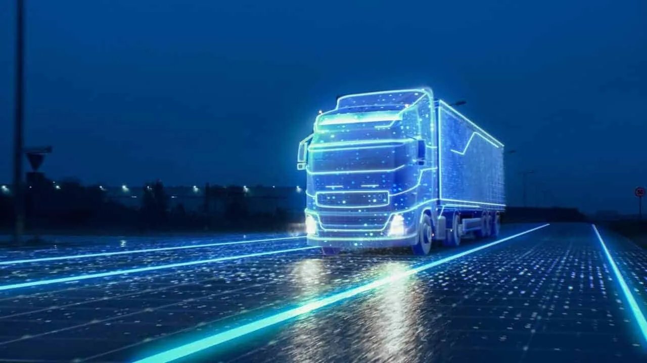 Futuristic image of truck driving