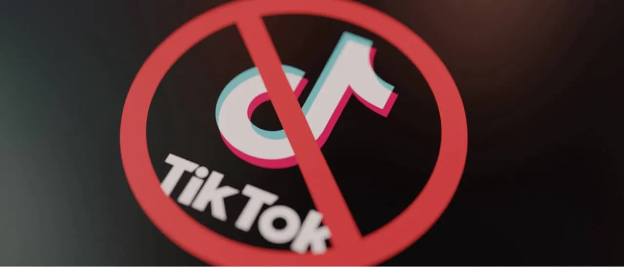 Stock image of Tik Tok logo with a red, crossed out circle