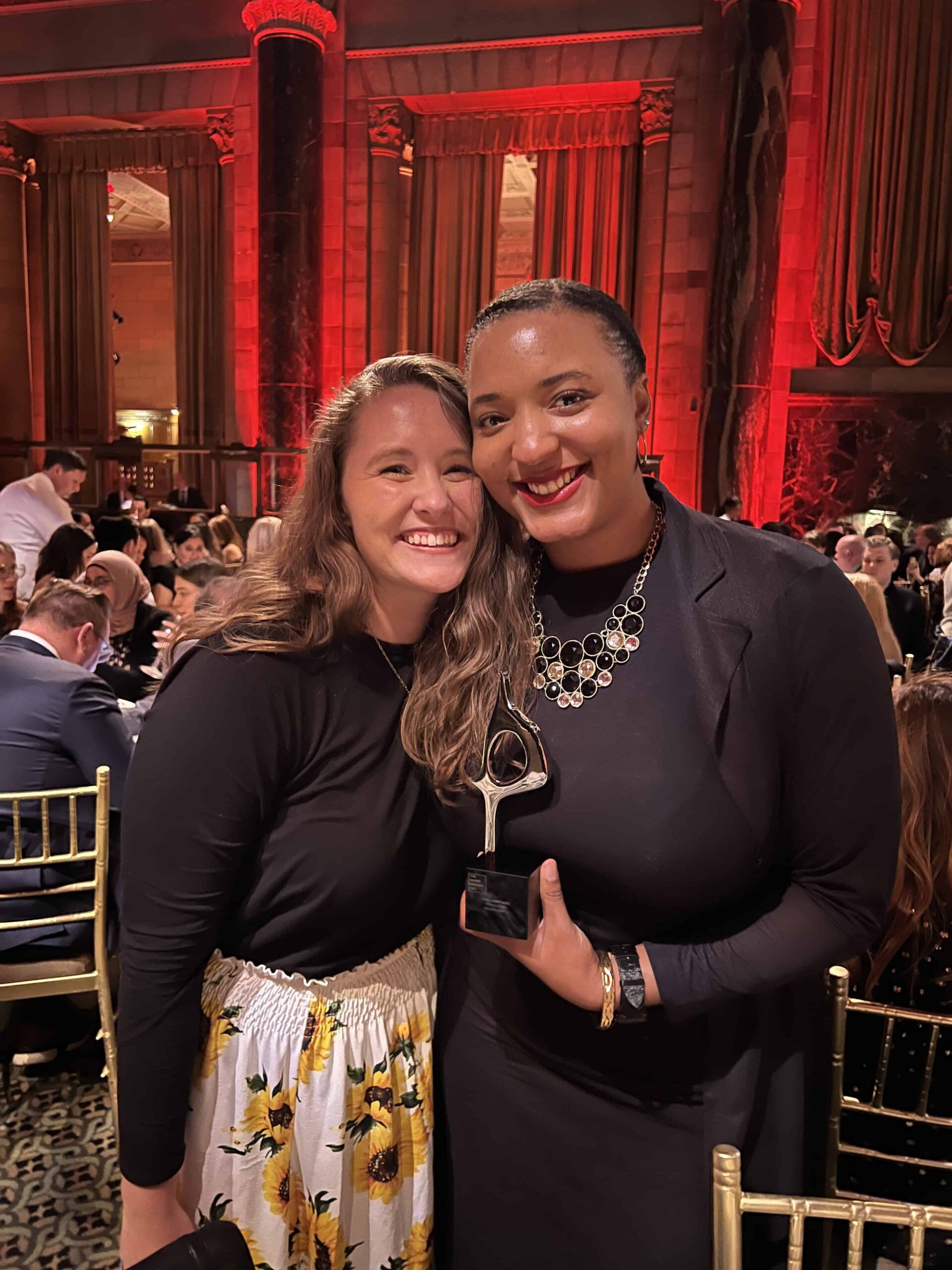 Couple receiving award